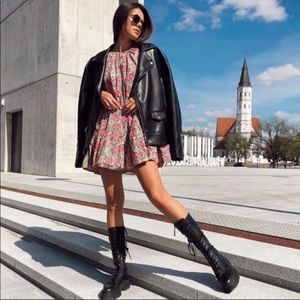 Zara Blogger Favorite Puff Balloon Sleeve Floral Button Shoulder Mini Dress